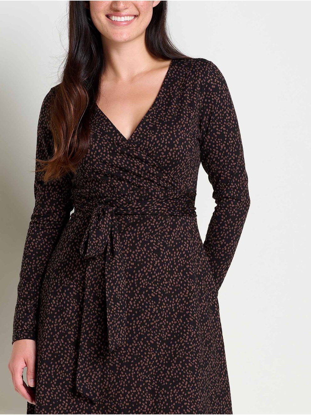 Toad&Co Leopard Print Cue Wrap long sleeve Dress Women's XL NWOT